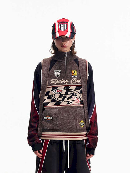 Vintage Racing Knitted Vest【s0000015177】