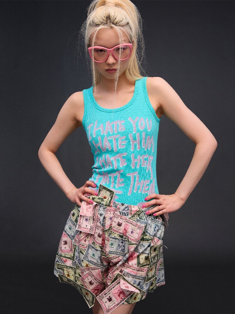 Hate Printed Vest【s0000017291】