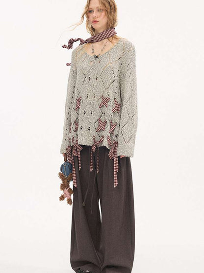 Strappy Rhombus Openwork Sweater【s0000015407】