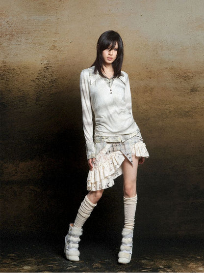 Double Layer Lapel Knit Inner Top【s0000011809】