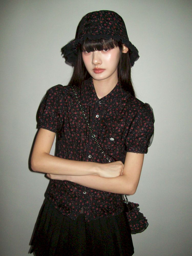 Doll collar cotton lace short-sleeved shirt【s0000012538】