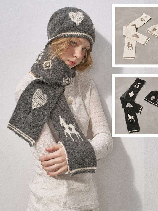 Love Pony Knitted Plush Hat Scarf【s0000015217】