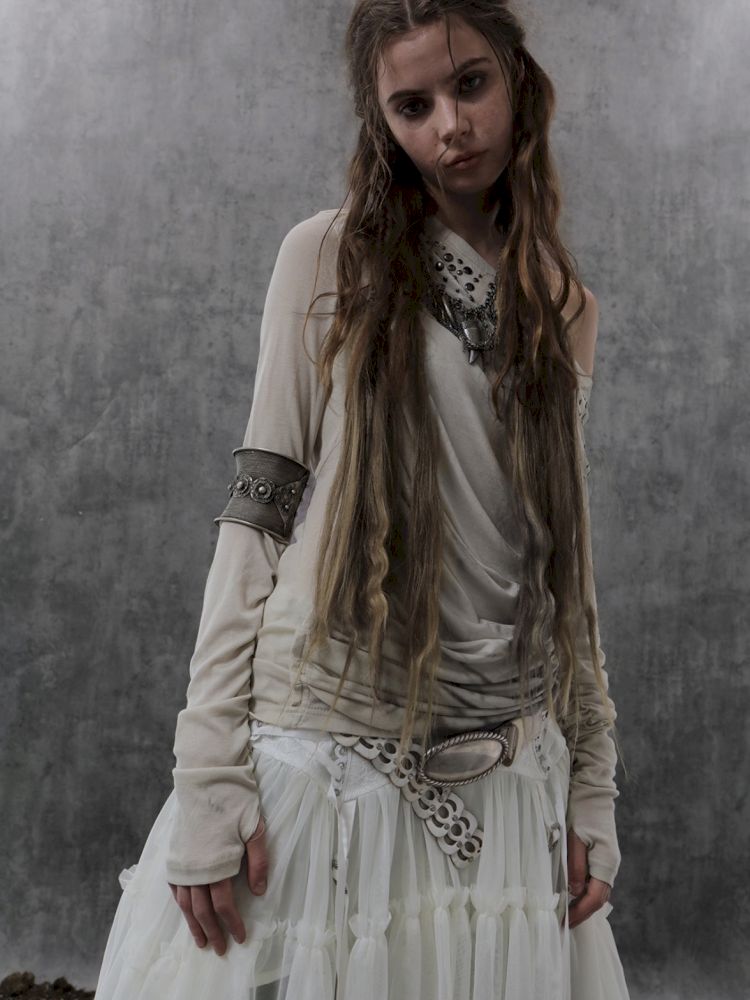 Embellished Vintage Print Base Layer Top【s0000013901】