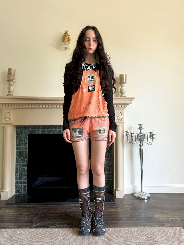 Bow orange stretch elastic shorts【s0000013519】