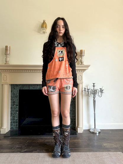 Bow orange stretch elastic shorts【s0000013519】