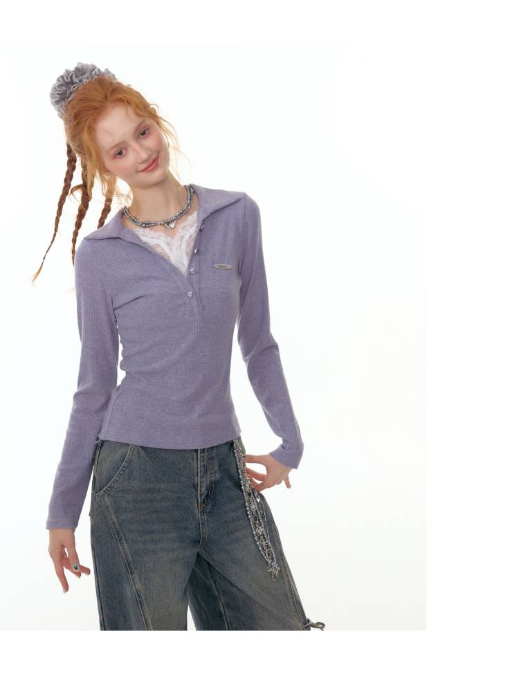 Faux Two Long Sleeve T-Shirt Base【s0000014357】