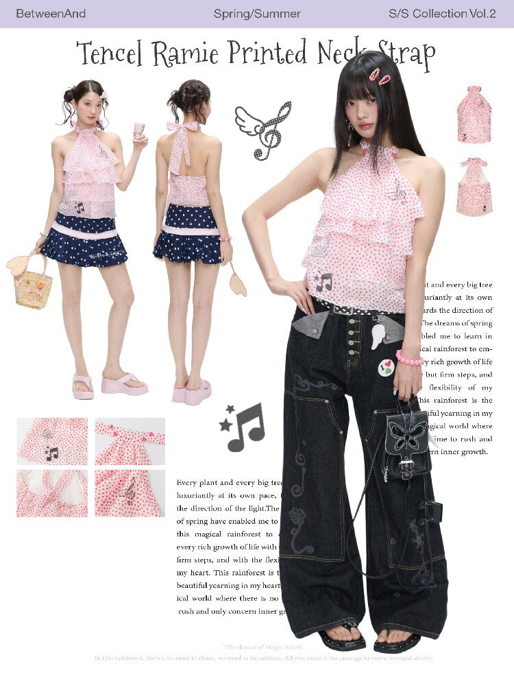 Pink Polka Dot Halterneck Sling【s0000016400】