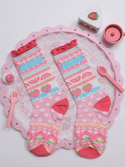 Strawberry Cake Print Summer Socks【s0000017757】