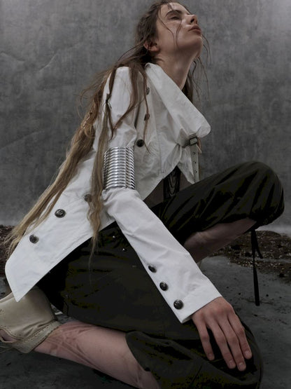 High-Neck Metal Buckle Napoleon Windbreaker【s0000013902】