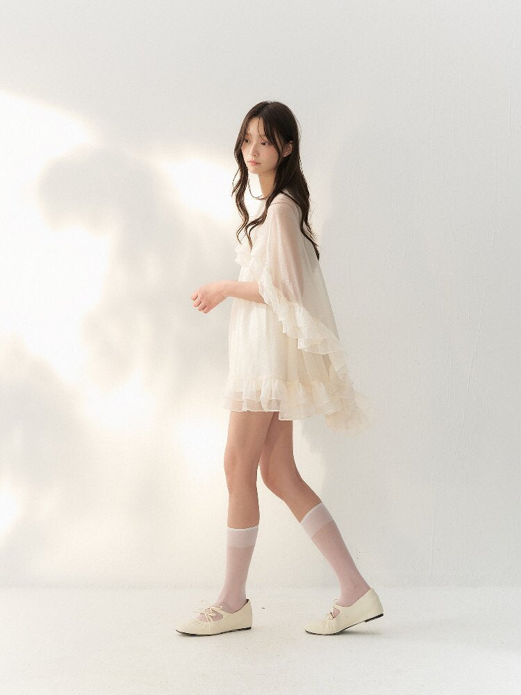 Glossy Tulle Vintage Cape Dress【s0000016874】