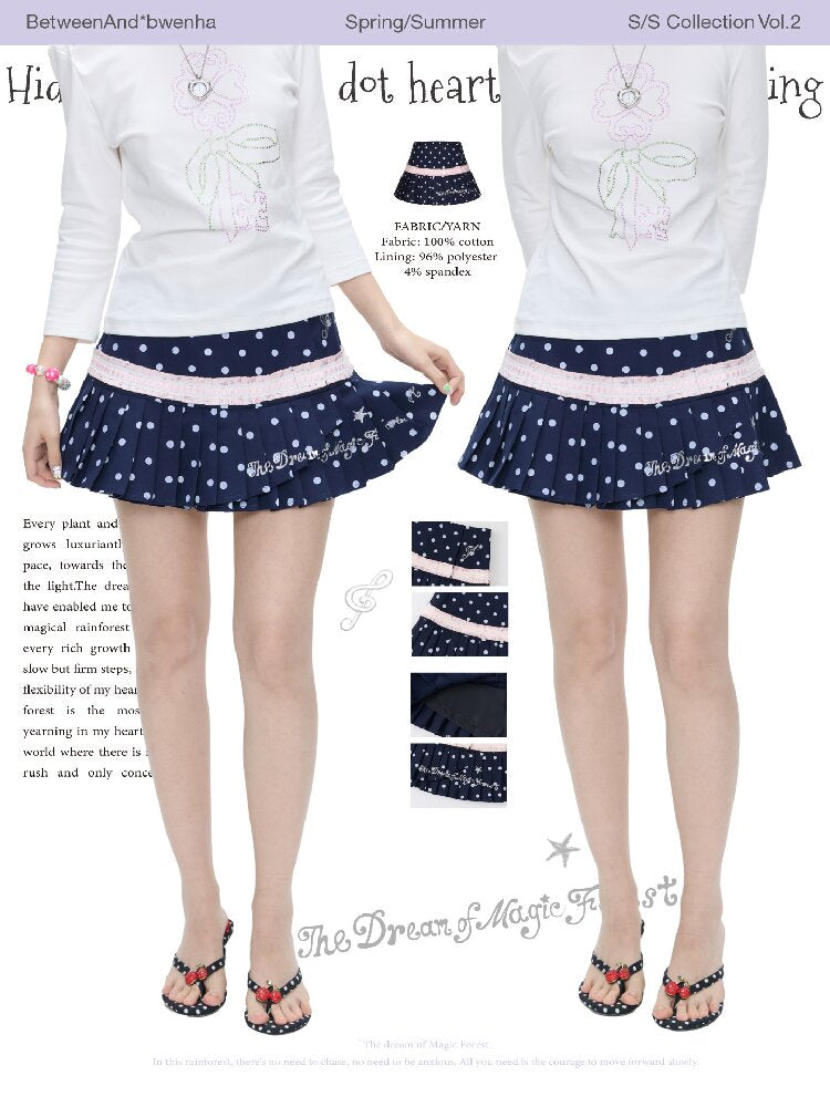 Navy Blue Polka Dot Lace Skirt【s0000016399】