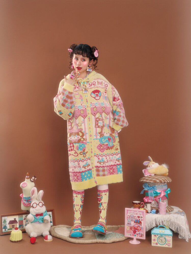 Yellow Imitation Mink Hooded Cardigan【s0000015588】