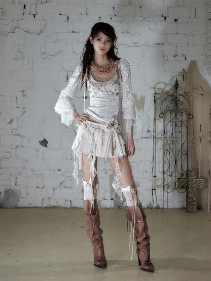 Baroque Lace Pleated Skirt Culottes【s0000016995】
