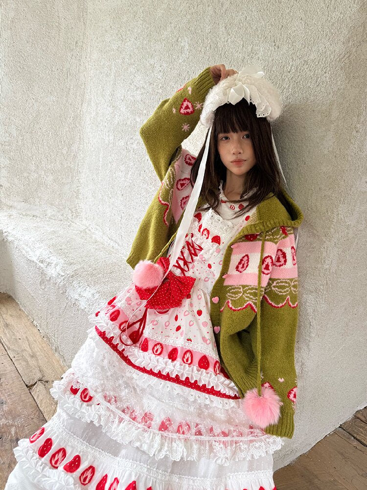 Strawberry Matcha Fair Isle Cardigan【s0000018535】