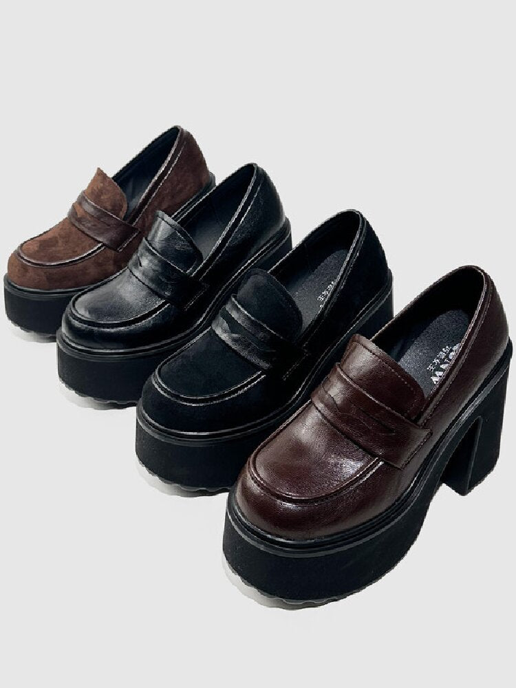 Matte Leather High Heel Loafers【s0000015716】