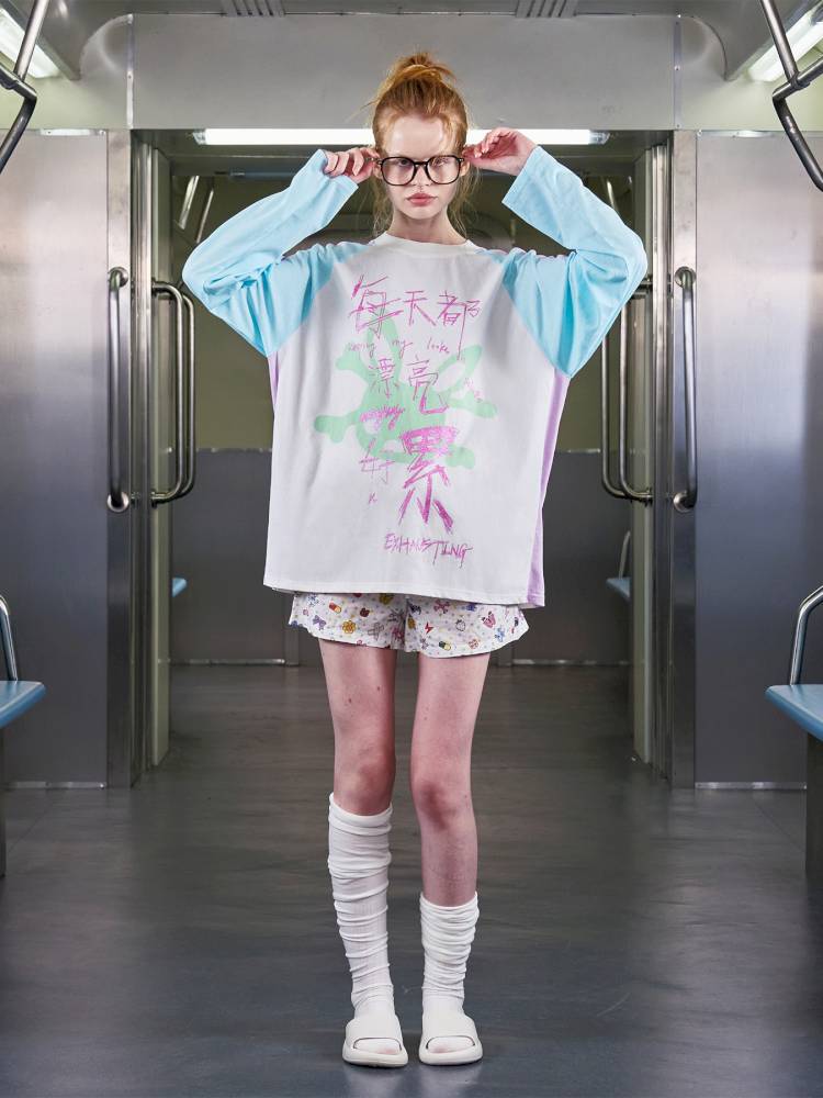 Glitter Print Drop-Shoulder T-Shirt【s0000014412】