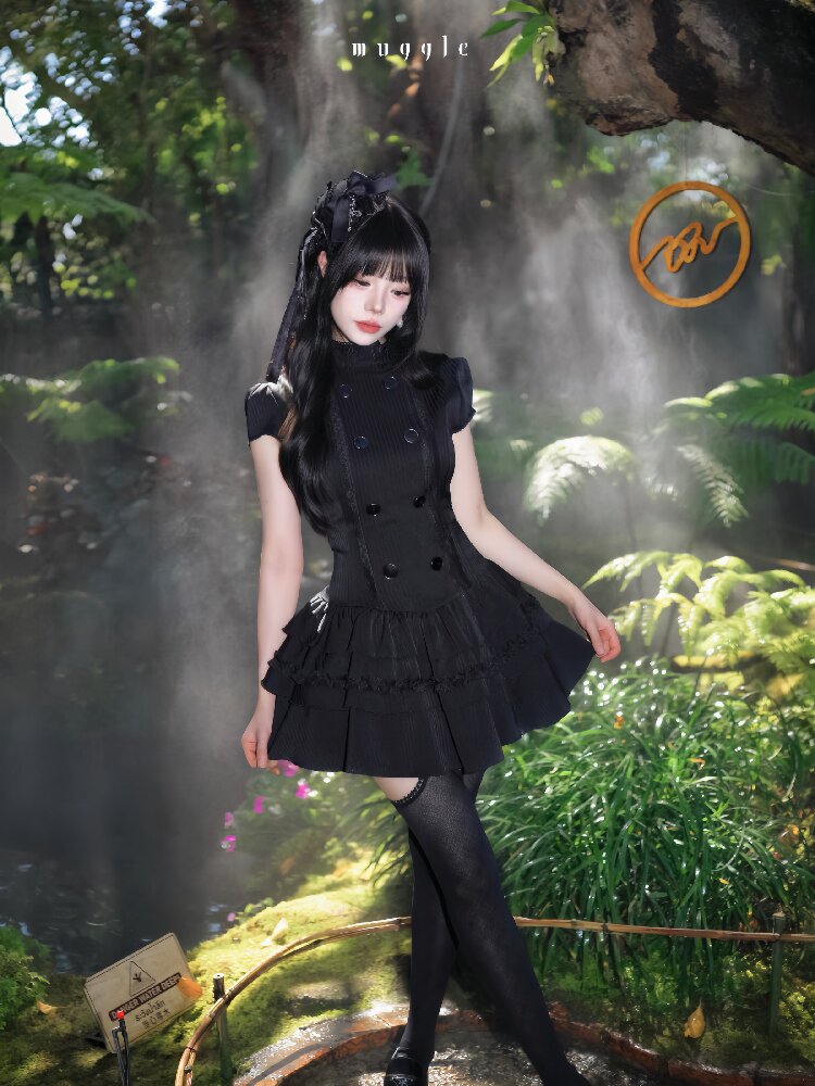 Gothic Lace Double Breasted Dress【s0000016939】