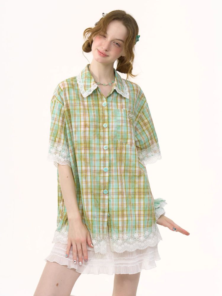 Plaid Short Sleeve Shirt【s0000012257】