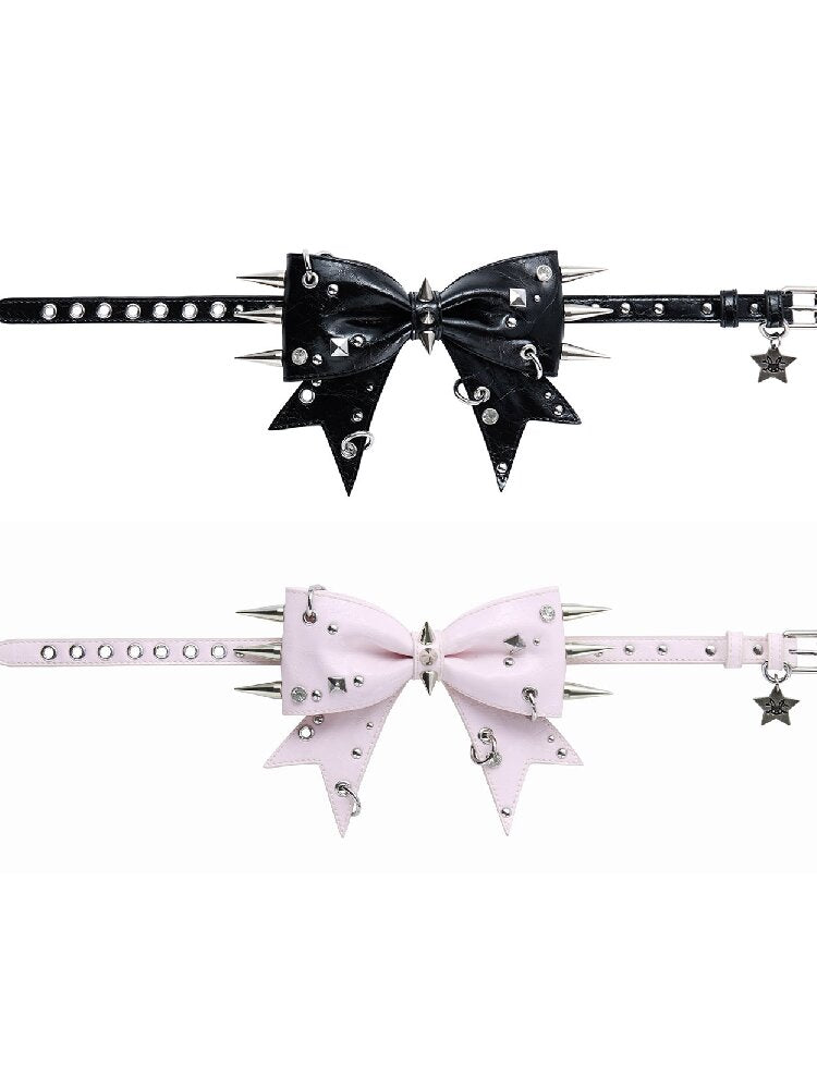 Rivet Metal Decoration Bow Collar【s0000016497】
