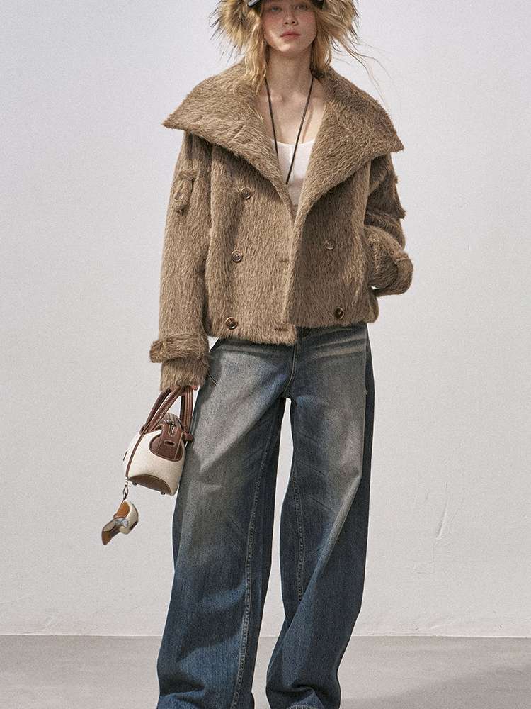 Furry Double Breasted Fur Jacket【s0000015228】