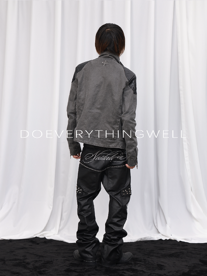 Washed Leather Diamond Pattern Jacket【s0000019122】