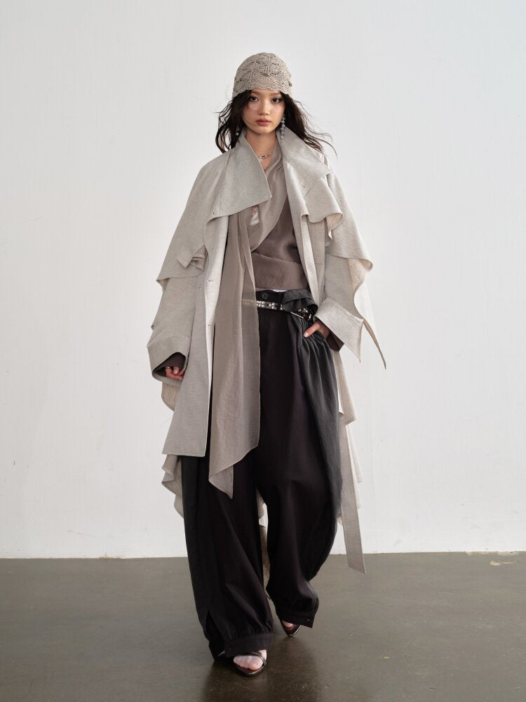 Detachable Cape Linen Trench Coat【s0000015701】