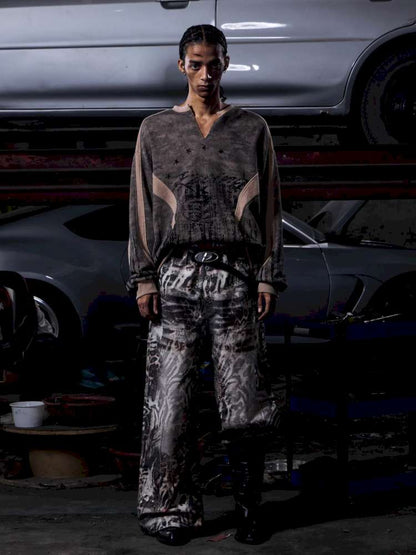 Dark Camouflage Ripped Cardigan【s0000015171】