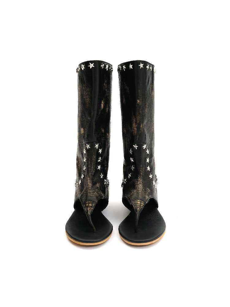 Cowhide Star Nail Herringbone Boot【s0000016439】
