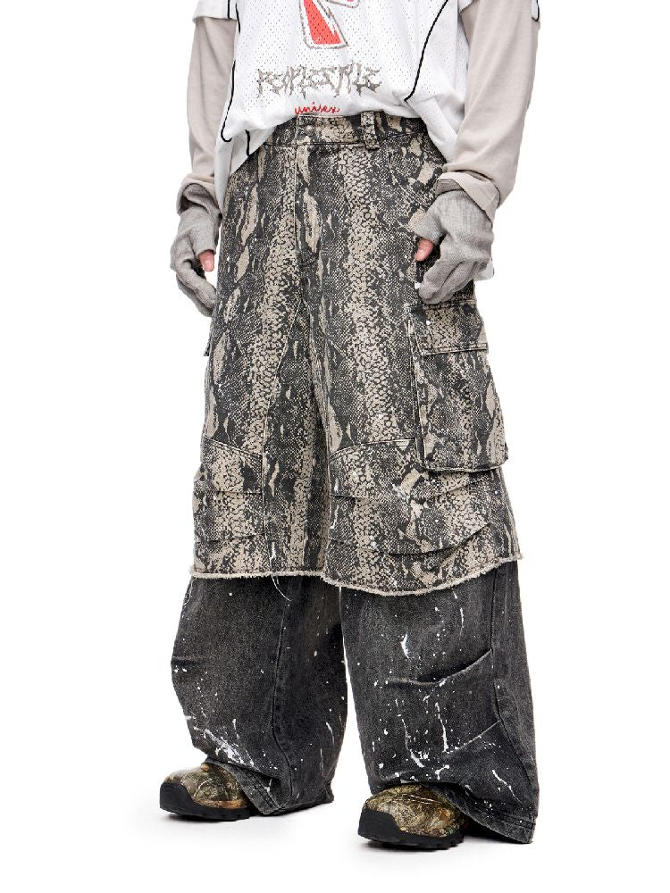 Splash Ink Washed Straight Leg Work Pants【s0000011692】