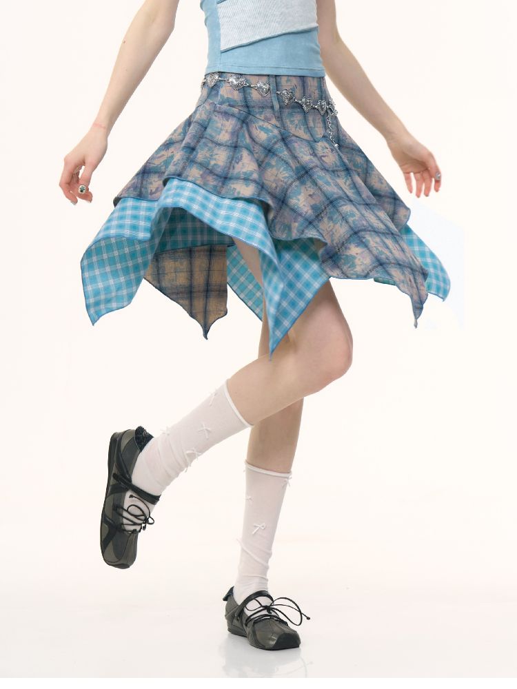 Blue Plaid Half-body Skirt【s0000012249】
