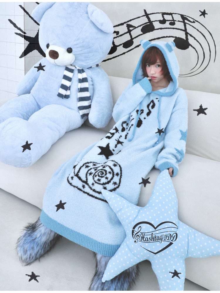 Antique Ghost Horse Hooded Knit Dress【s0000014688】