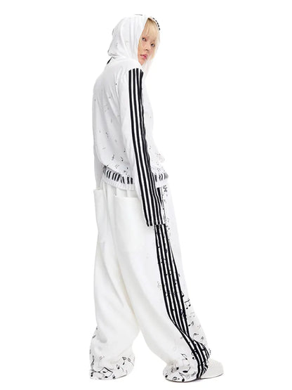 Piano Note Print Pullover Long-Sleeve Sweatshirt【s0000014100】