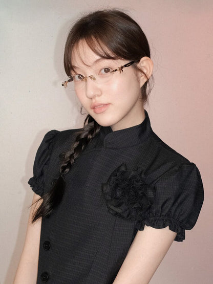 MDark Check Irregular Pleated Skirt【s0000016416】