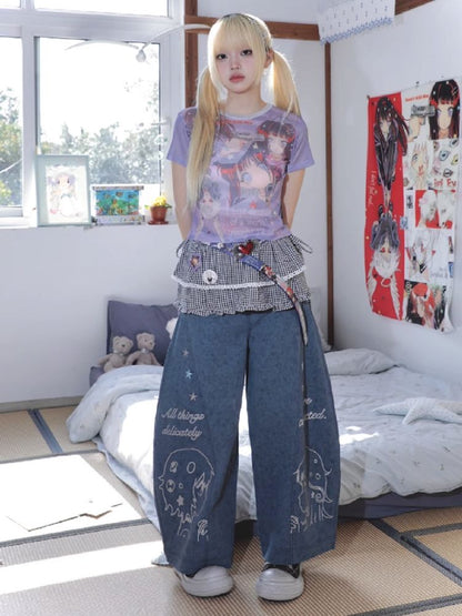 Stars Old Illustration Wide Leg Pants【s0000012202】