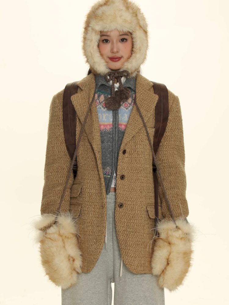 Knitted plush gloves 【s0000006016】