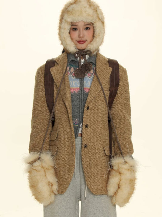 Knitted plush gloves 【s0000006016】