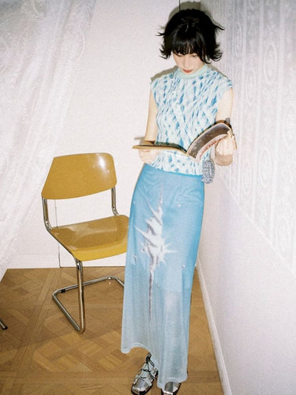 Gradient mesh half-skirt【s0000012300】