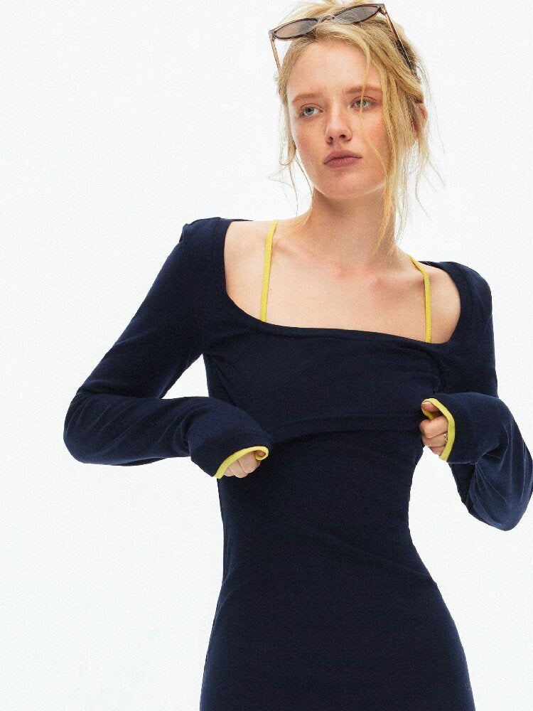 Knit Contrast Edge Camisole Dress【s0000015917】
