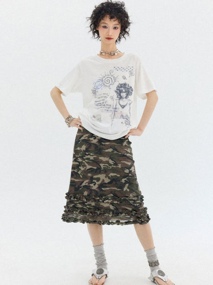Camouflage A-line skirt【s0000012958】