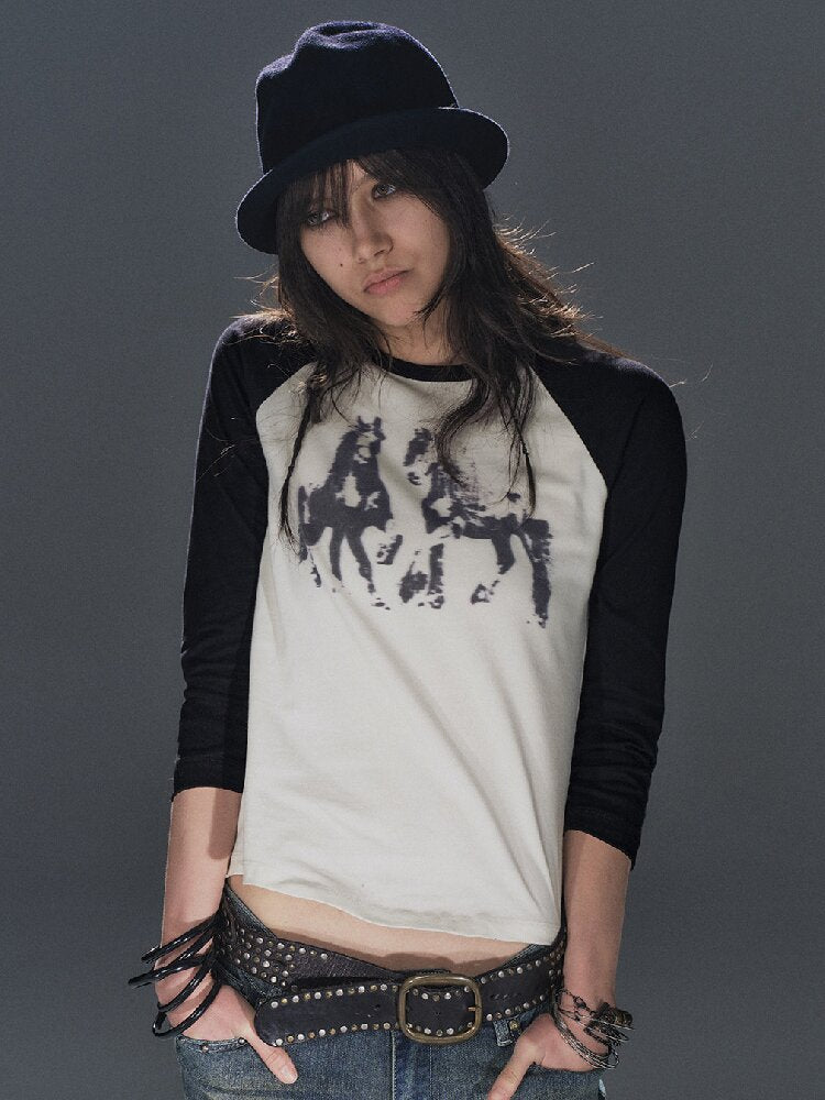 Pony Print Raglan Street T Shirt【s0000016237】