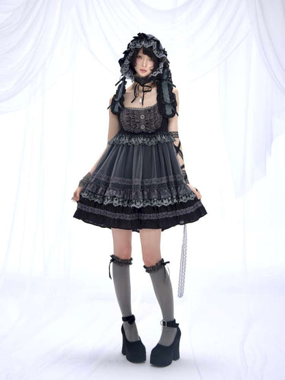 Dark Lolita Lace Mesh Sundress Dress【s0000014684】