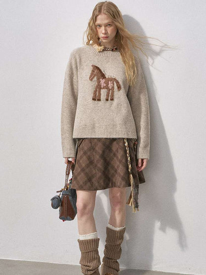 Woolen Plaid A-Line Short Skirt【s0000015220】
