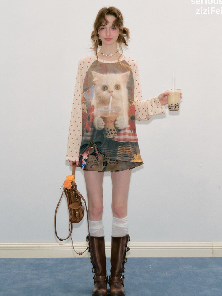 Graffiti Print Pleated Skirt【s0000017889】