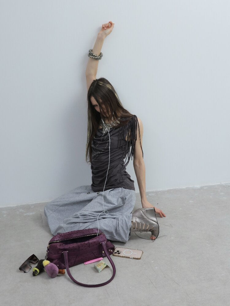 Fringe Shirred Diamond T-Shirt【s0000016568】