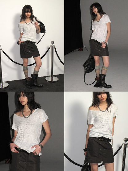 Polarized Fabric Straight Skirt【s0000016239】