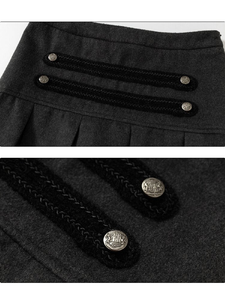 Gray Pleated Napoleon Mini Skirt【s0000018555】