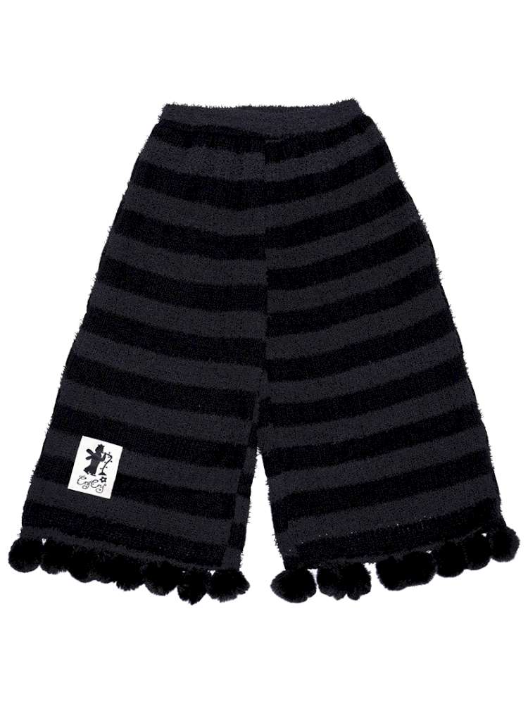 Striped Knit Furball Midi Slacks【s0000014900】