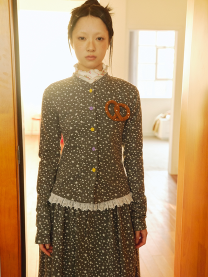 Starry Polka Dot Knit Cardigan Skirt Set【s0000018691】
