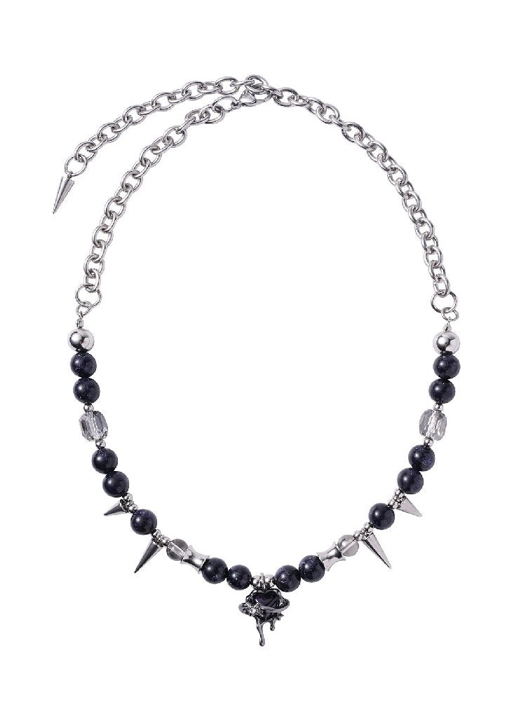 Purple Night Y2K Punk Beaded Necklace【s0000018983】