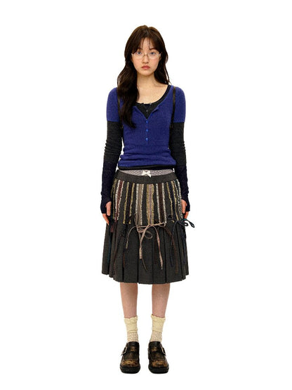 Lightweight U-neck Contrast Sweater【s0000016096】